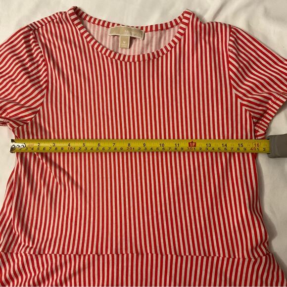 MICHAEL Michael Kors Short Sleeve Ruffle Tier Peplum Candy Stripe Top M Classic - Picture 5 of 8